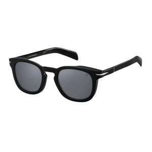 David Beckham Sunglasses Square Full Rim, Shiny Black Frame and Silver Mirror